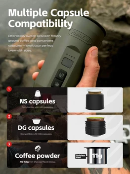 HiBREW H4C Portable Espresso Coffee Machine 3in1 Travel Coffee Maker 7500mAh Lithium Battery Self-Heating Ns DG Capsule & Ground 4
