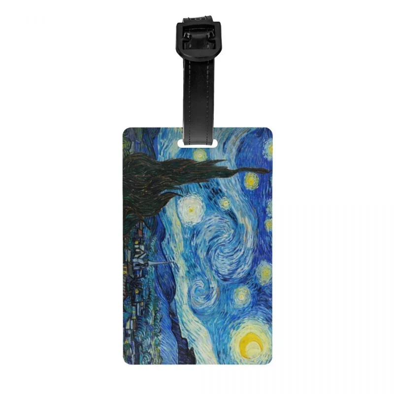 

Custom The Starry Night Luggage Tag With Name Card Vincent van Gogh Privacy Cover ID Label for Travel Bag Suitcase