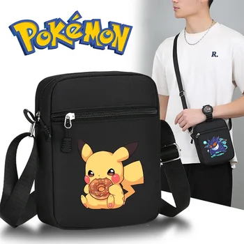 Pokemon Oxford Shoulder Bag Pikachu Durable Mini Black Mobile Phone Pouch Women Waist Pack Men Casual Crossbody Bags Unisex Gift