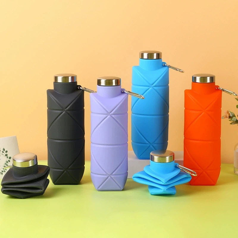 Sports water bottle Portable water bottle 23OZ Portable Water Bottle Outdoor Silicone Sports Kettle Folding Bottle Portable Collapsible Water Cup