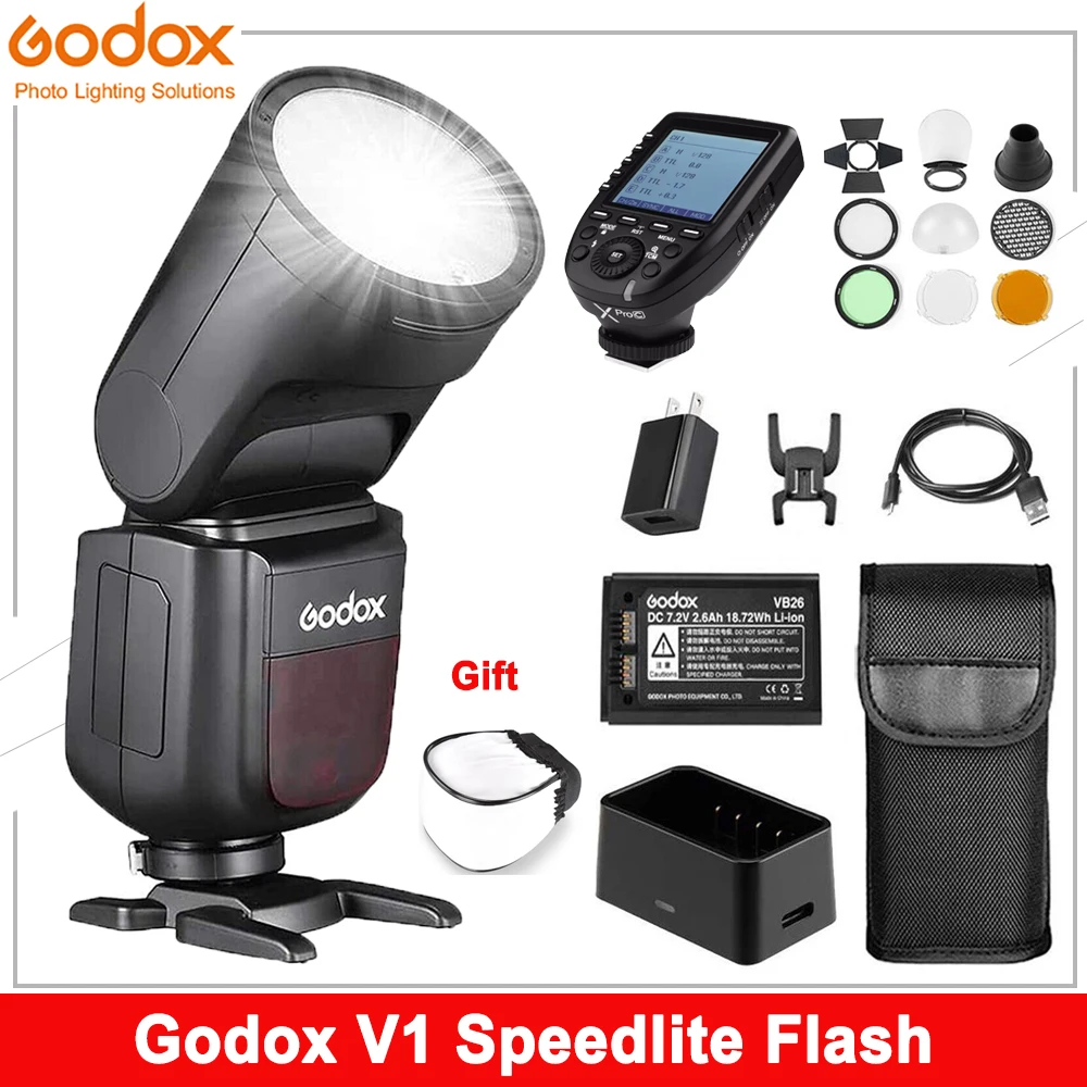 Originale Godox V1 Flash Speedlight V1C V1N V1S V1F V1O V1P Ttl Round Head Camera Flash Per Canon Nikon Sony Fuji Olympus Pentax