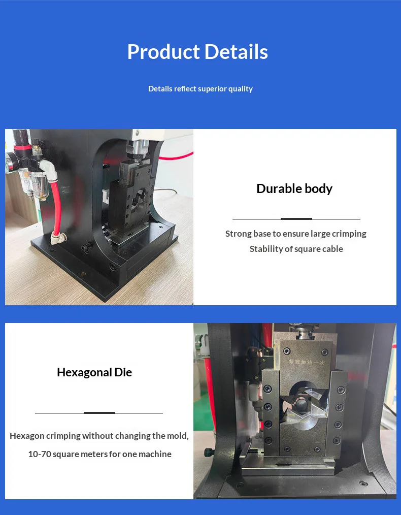 10T Hydraulic Terminal Crimping Machine Hexagonal Die for 10-70mm² Wires 0.03mm