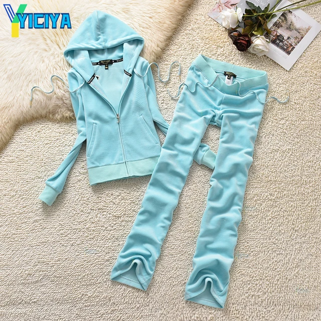 YICIYA Juicy Tracksuit Spring/Fall 2022 Women's Brand Velour Tracksuit Suit Women Velvet Zipper Sweatshirt And Pants Fat Sister