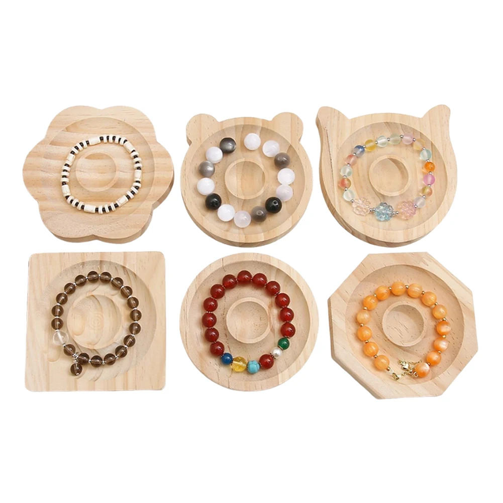 6Pcs Wooden Beading Trays Boards Multifunctional Jewelry Display Plate Jewelry Organizer Tray for Home Store Use