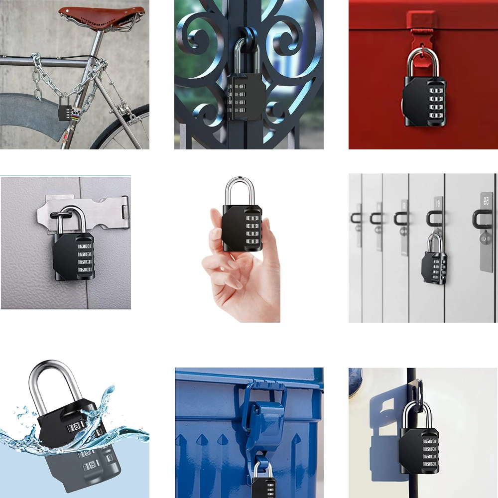 US Combination Lock Resettable 4 Digit Padlock with Combination Waterproof and Heavy Duty Combination Padlock Outdoor for School 5 US Combination Lock Resettable 4 Digit Padlock with Combination Waterproof and Heavy Duty Combination Padlock Outdoor for School 5