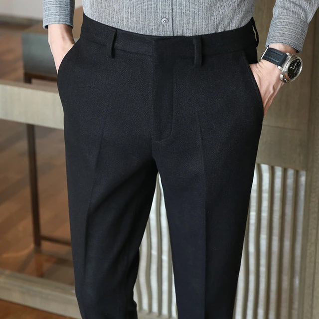 NEW 2023 Trousers Pants Men Woolen Suit Pants Men's Formal trendy Fashion  Trouser