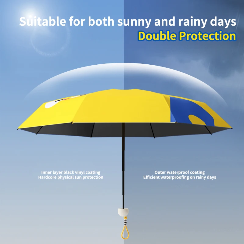 5-Folding 8-Ribbed Pocket Mini Umbrellas Children Cartoon Patterned UV Resistant Small Portable for Sunny and Rainy Days