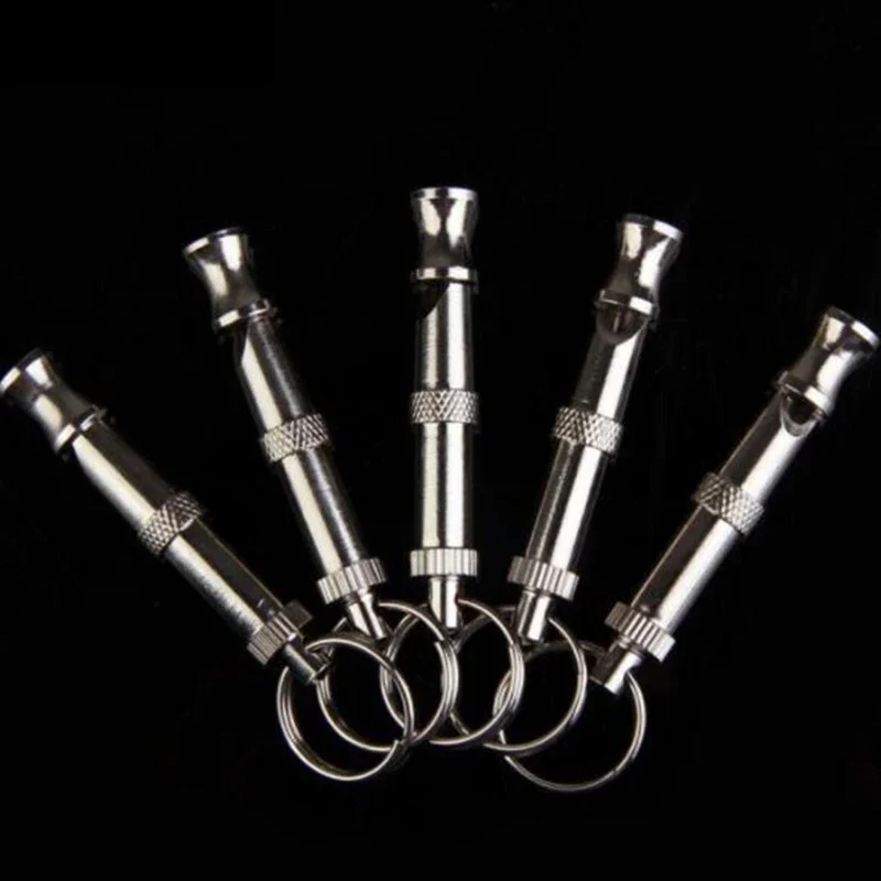 Dog Whistle Dog Trainer Two-tone Adjustable Pet Dogs Whistle Anti Bark Ultrasonic Sound Dogs Training Flute Interactive Cat Training Toys Keychain