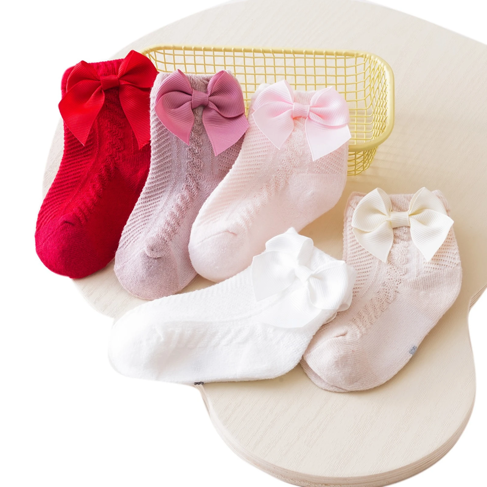 Mildsown Toddler Baby Girls Ankle Socks Soft Thin Cotton Socks Breathable Summer Socks with Bows for Infants 0-3Years