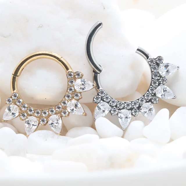 Jewelry Clear Daith Ring ASTM F136 Titanium Daith Piercing Ring - Main Image