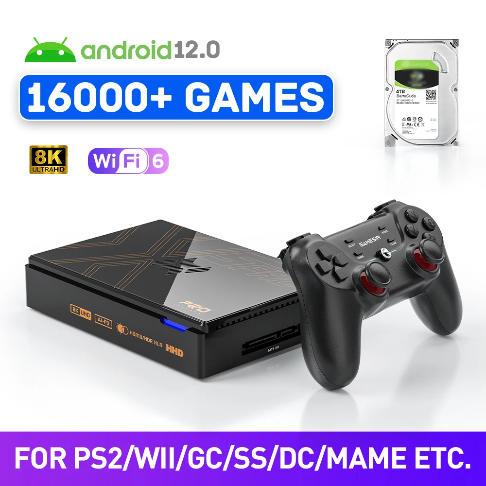 Kinhank Super konsola X5 Pro Retro konsola do gier z 16000 grami na PS2/PS1/SS/DC/N64 z 4T HDD Plug and Play Player