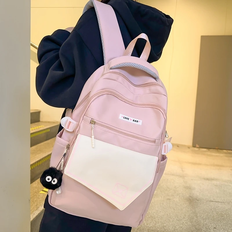 

Female Teenager High Capacity Book Bag Girl Travel Laptop Primary Backpack Ladies Nylon College Fashion Women Leisure School Bag