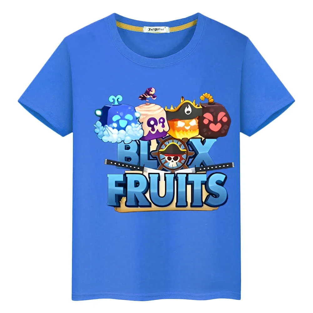 New Game Blox Fruits 100%Cotton t shirt for kids boy 10years anime Tees Short Tops pride tshirt y2k one piece kids clothes girls 5