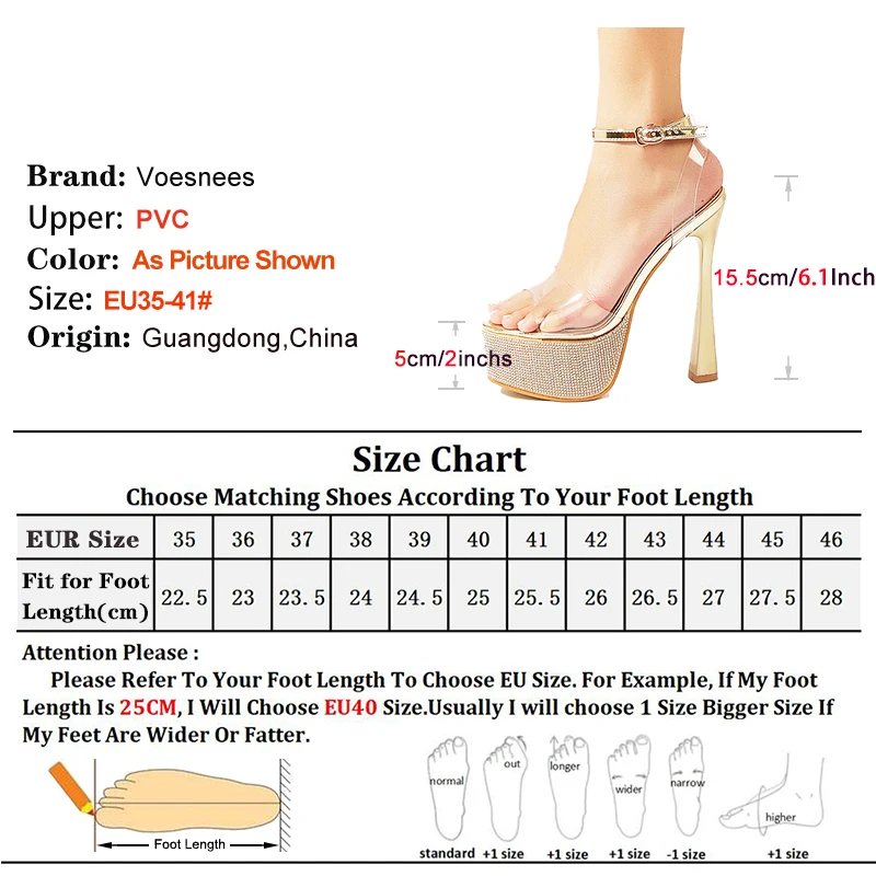 15.5CM Stage Show Bling High Heels Designer Rhinestone Platform Summer Sandals Women Transparent PVC Nightclub Dance Shoes Mujer