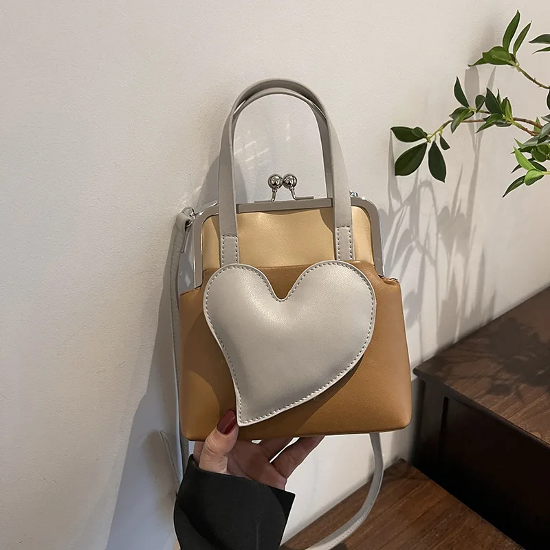 Heart Shape Women's Small Handbag Party Clutch 2024 Fashion Shoulder Messenger Bag Ladies Pu Leather Crossbody Bag Bolsas