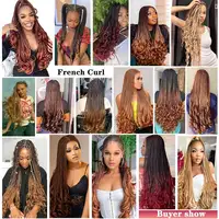 Extensions de cheveux tressés à boucles françaises, cheveux synthétiques, tresses à boucles en spirale, haute température, cheveux pré-étirés ombrés, adt Wave 5
