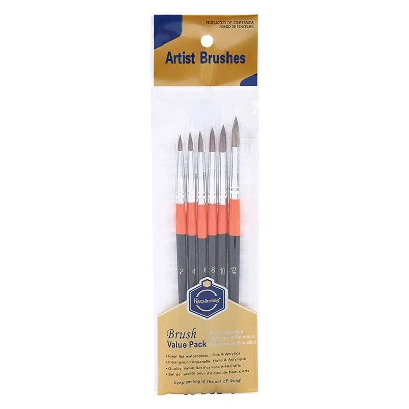 6Pcs Professional Detail Paint Brush Horse Hair for Beginners Amateur Painter