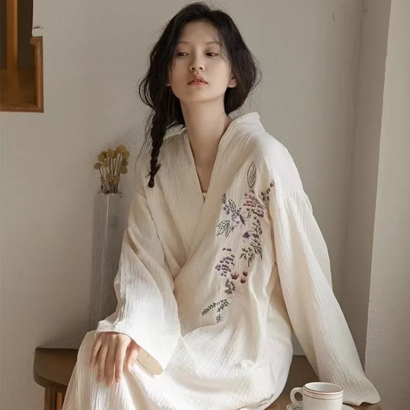 Strappy Printed Pajamas Women's Spring Autumn Homewear 2024 New Chinese Style Nightdress Mid-length Nightgown V-neck Loungewear