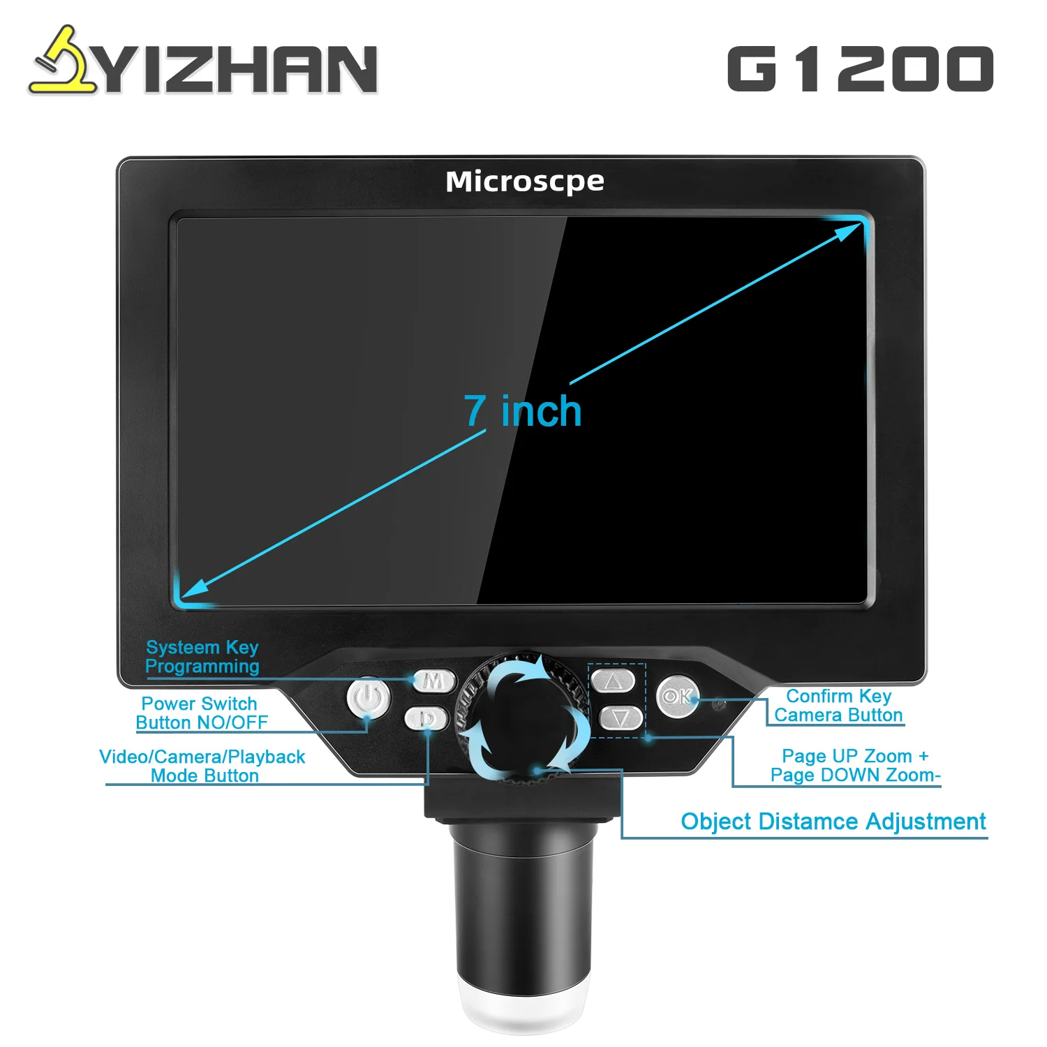 Original G1200 Digital Microscope 12MP 1-200X For Soldering Electronic ...