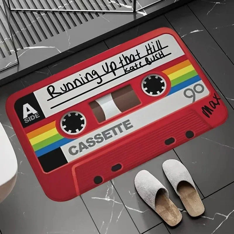 Retro-Kassettenband-Badematten, super saugfähiger Badezimmerteppich, Hauseingang, Willkommen, rutschfeste Fußmatte, Kieselalgen-Schlammteppich für die Küche – Detail 5
