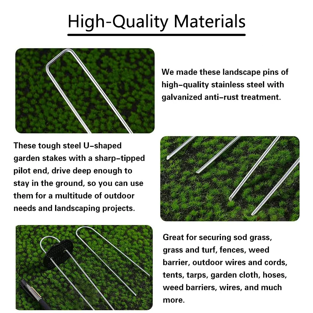 Garden Staples 50pcs Landscape U-Shaped Anti-Rust Ground Sod Pins