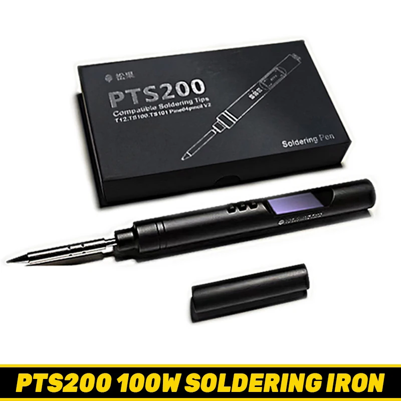 휴대용 스마트 미니 전기 납땜 다리미, 100W 고속 가열 납땜 스테이션, 범용 PTS201, TS101, TS100 팁, PTS200