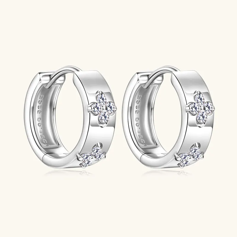 Silver Moissanite Hoop Earrings