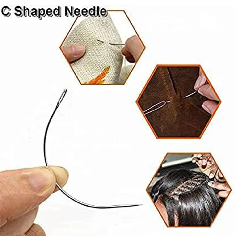 Hair Weaving Thread Cotton Sewing Thread With C curved needle for Making Wig DIY Hand Sewing Hair Weave hair weft - 4