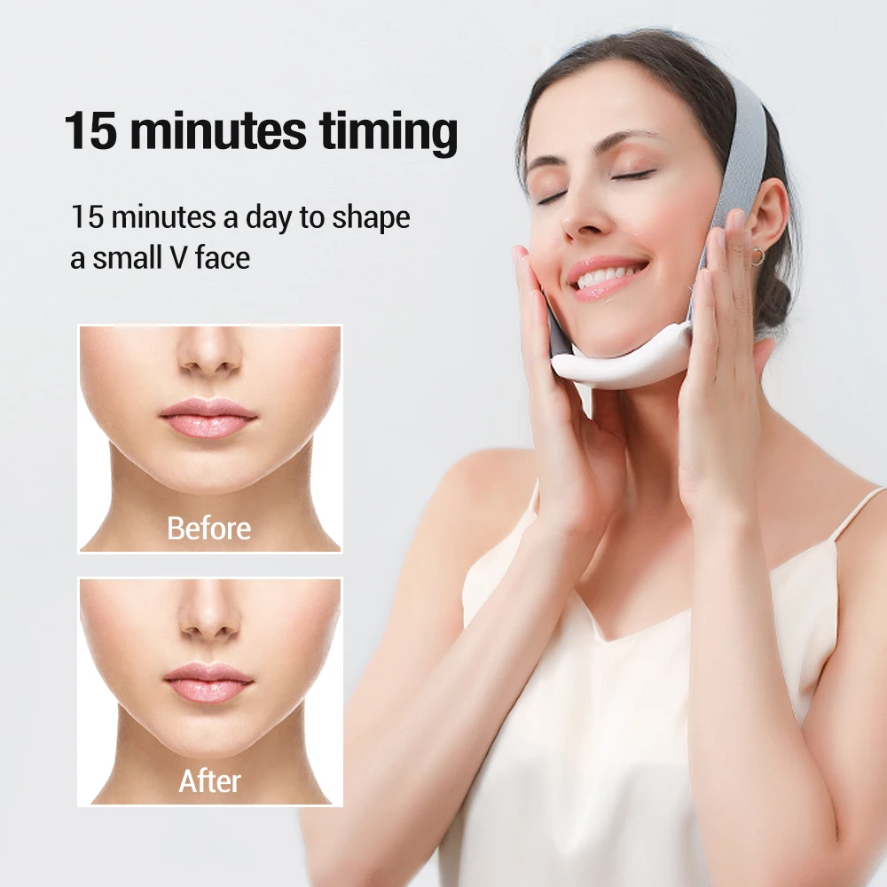 Face Slimming Massager Face Slimming Strap Facial Massager EMS Microcurrent Facial Lifting Massager 6-Mode Heated Skin Tightening Slimming Double Chin V Shape Lift Belt Face Fat Burning
