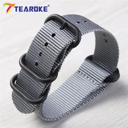 Men's Military - Style Durable Nylon Watch Strap with Stainless Steel Buckle - 22mm (Gray Black)