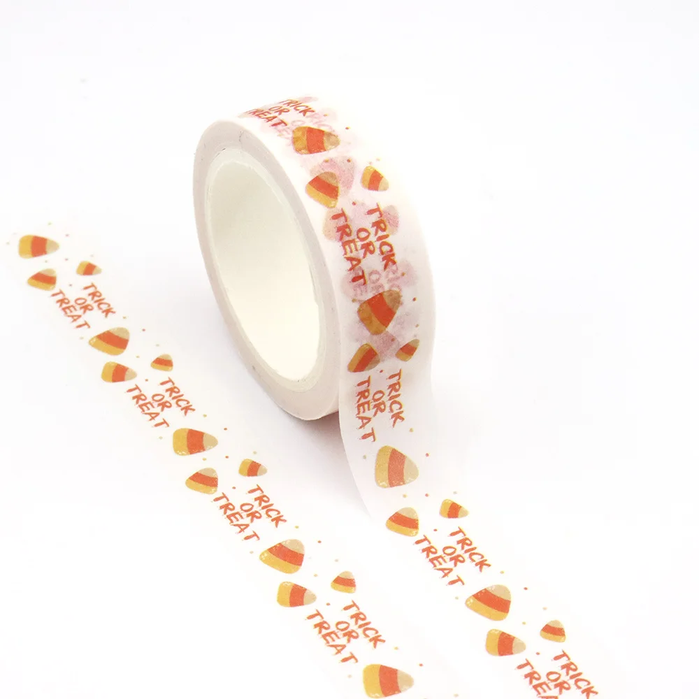 

1PC 15mm x 10m Halloween Candy Trick or Treat Masking Adhesive Washi Tape organizer supplies masking tape sticker