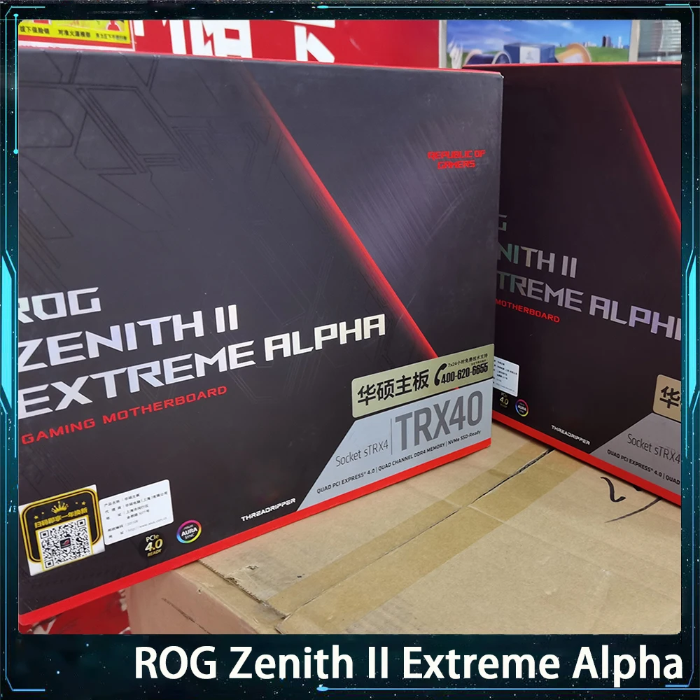 Con Scatola Rog Zenith Ii Extreme Alpha Per Asus Trx40 Socket Strx4 Ddr4 M.2 Usb3.2 Eatx Scheda Madre Da Gioco Funziona Perfettamente