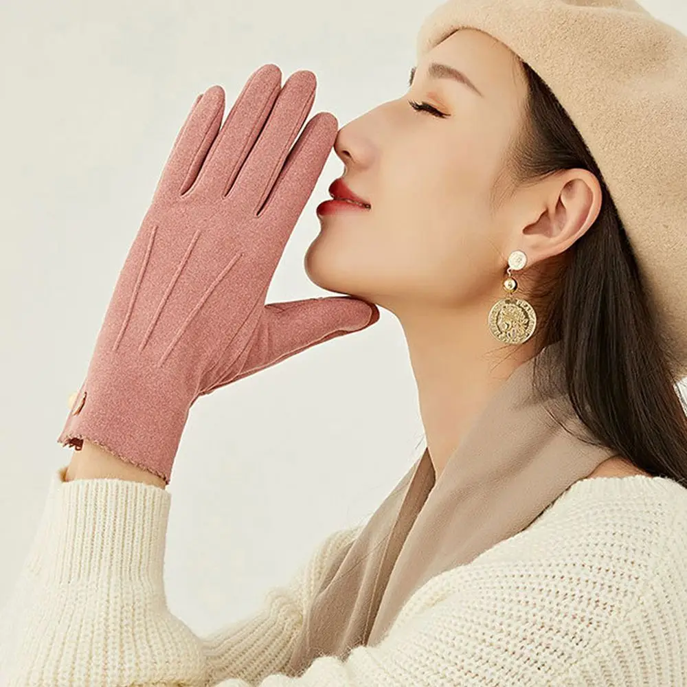 

Дышащие велосипедные бархатные простые сохраняющие тепло однотонные толстые варежки с откидной крышкой для сенсорного экрана перчатки женские перчатки