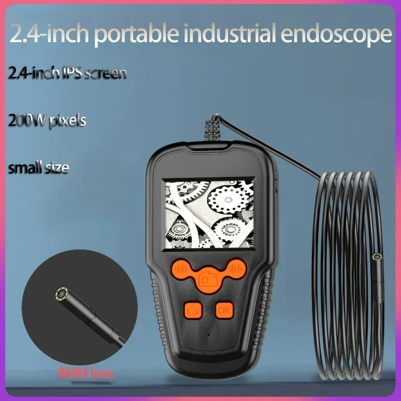 High-definition 2.4-inch portable industrial endoscope pipeline camera with screen waterproof car repair peepscope