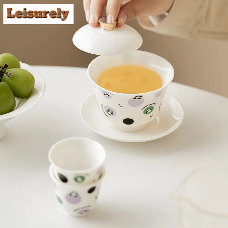 Cute Panda Ceramic Tea Set Complete Set Zen Tea Ceremony Set Household Teapot and Tea Cup Set Tea Services Supplies Decoration