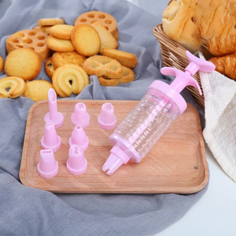 8 Pipe Nozzles with Syringe Plastic Cream Baking Nozzle Dispenser Icing Pastry Cream Tips Pastry Tube Decoration Tool cake decorating tip set,cake icing nozzles,baking nozzle set,cake decorating nozzle set