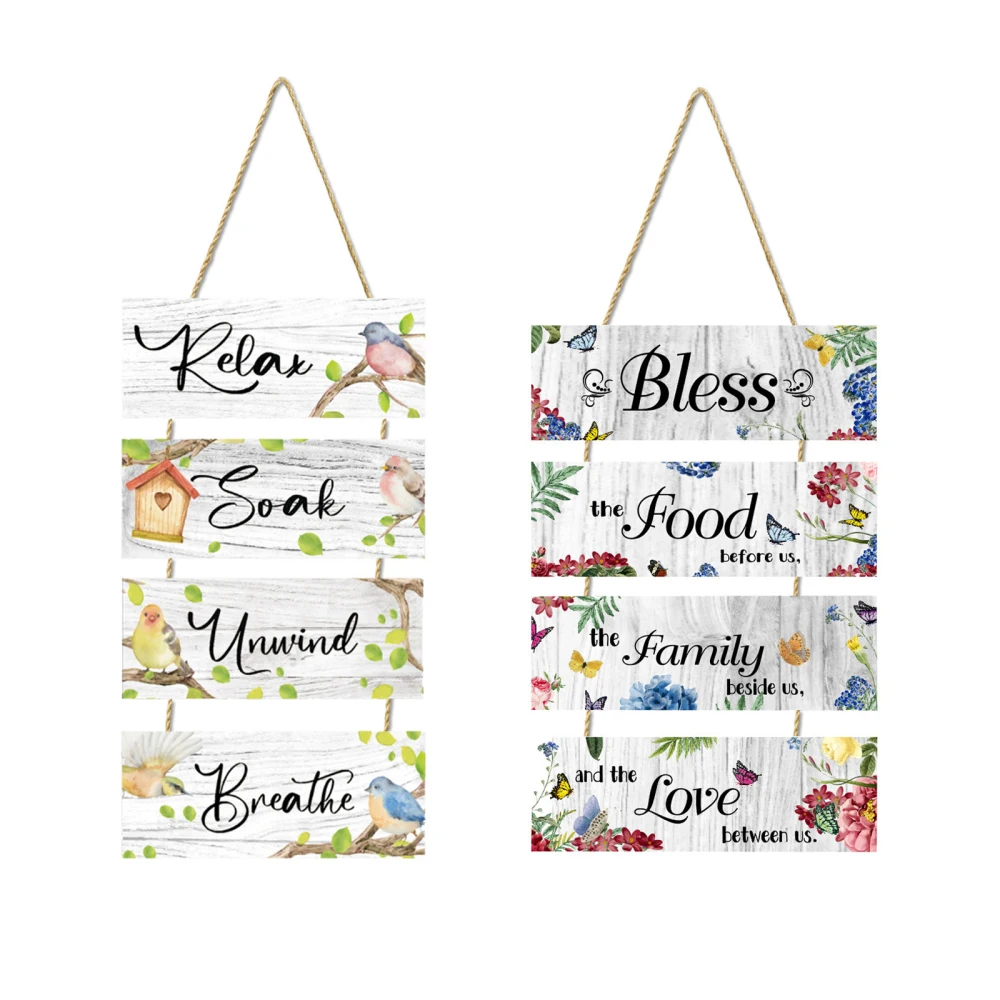 

Wood Signs Wooden Spring Coming 4 Pieces With Rope Creative Durable Multicolor Idyllic Yard Decor