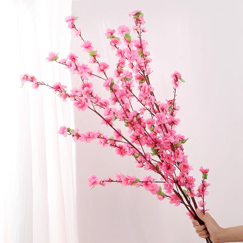 106cm Artificial Peach Blossom Branch Plum Cherry Blossom Silk Flower for Home Room Garden Decoration Wedding Party DIY Vase