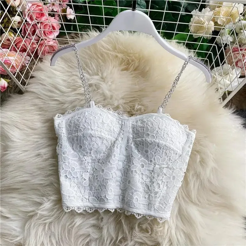 Fashion Sexy Spice Cutout Lace Women Underwear Iron Chain Sexy Bra One-Piece Full Cup Slip Wire Free Chest Binder Bras