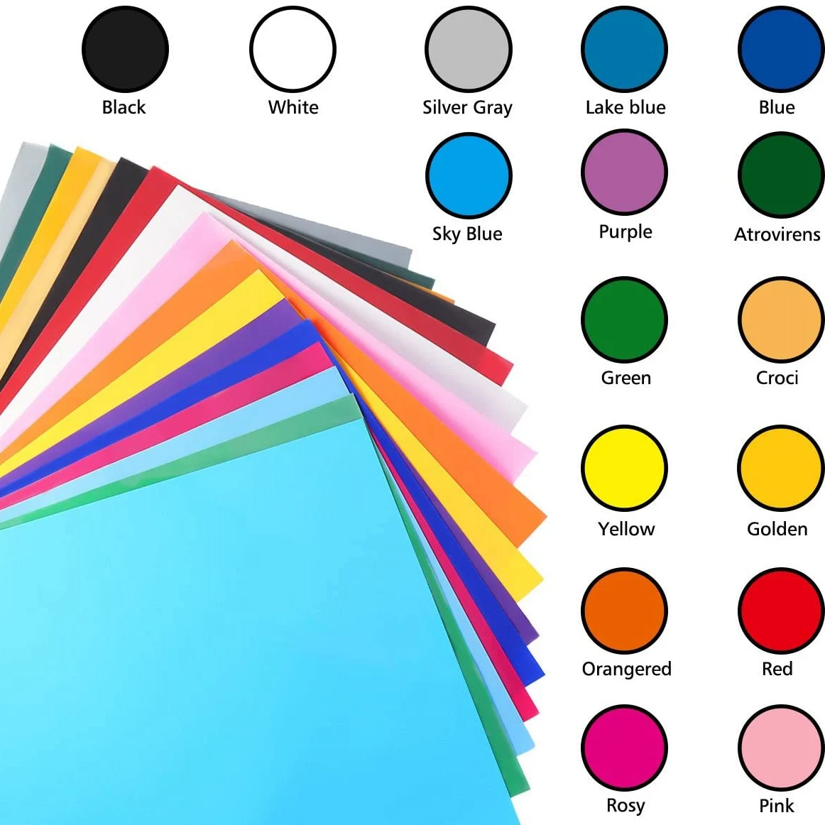 YOC-PU 열전사 비닐 25개 16색 섬유 포일 전사지 DIY 티셔츠 카메오용