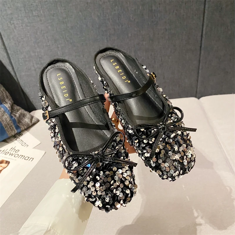 

ZOOKERLIN Slingback Shoes For Women Flats Women's Pumps Rhinestone Sequin Style Ball Vintage Casual Sandals Spring Summer 2024