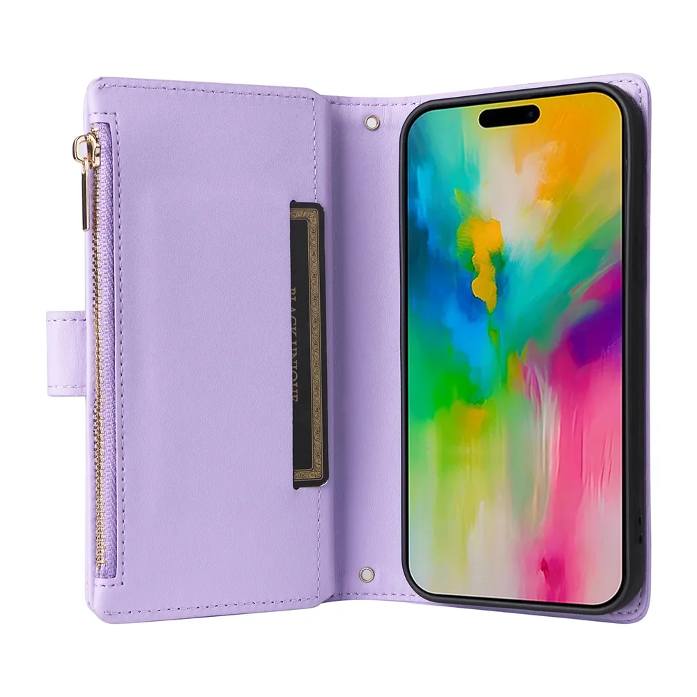 Crossbody Leather Wristlet Wallet with Card Holder and Zipper Pocket Phone Case