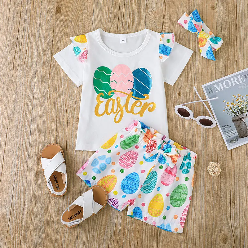 

Girl Costume Summer Girls Short Sleeve T-shirt Set New Little Girls Candy Color Letter Pullover 2 Piece Suit for Girls
