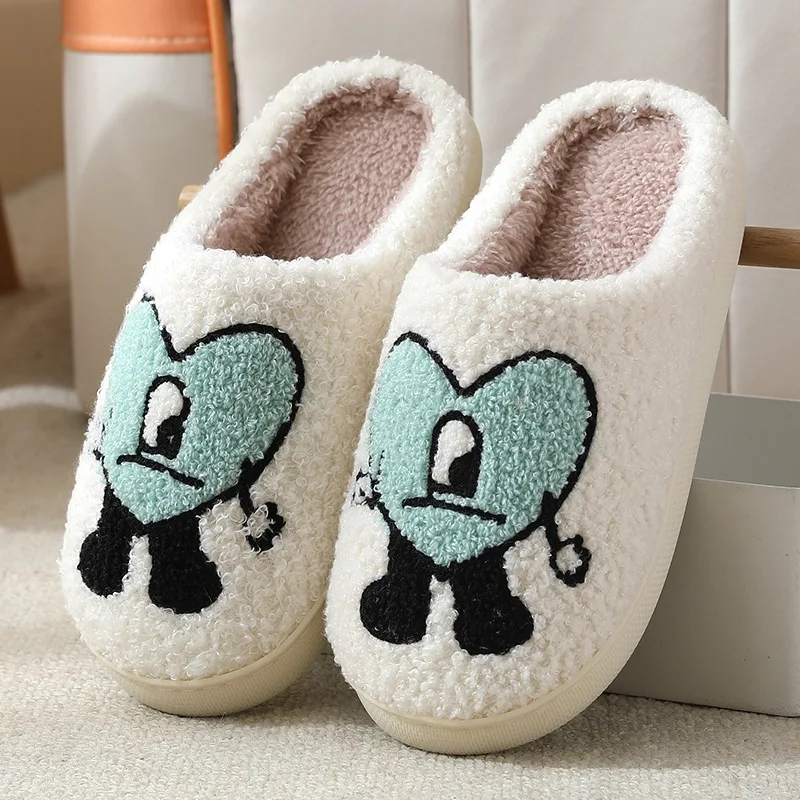 New love cotton slippers luxury house shoes for men and women sneakers in and lovely thick bottomed cartoon fuzzy  clear  heels