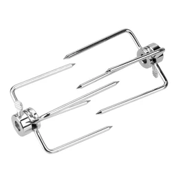 Stainless Steel Rotisserie Meat Fork Set - 2 Piece BBQ Grill Tools (Silver)