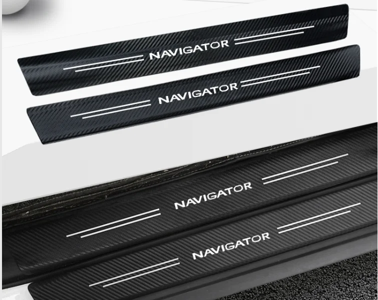 

4 шт. кожаная защитная Накладка на порог автомобильной двери для Lincoln Navigator наклейки из углеродного волокна против царапин аксессуары для автомобильного интерьера