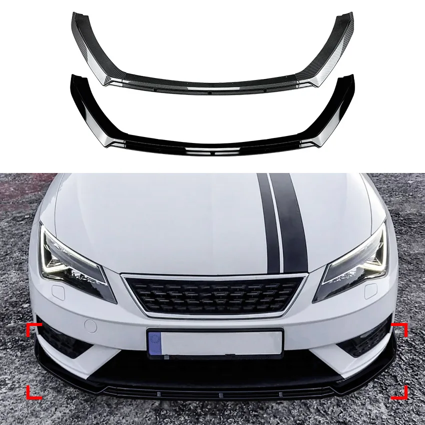 

Front Bumper Lip Spoiler Splitter Diffuser Gloss Black Body Kits Cover For Seat Leon MK 3.5 2017 2018 2019 Car MK3.5 Accessories