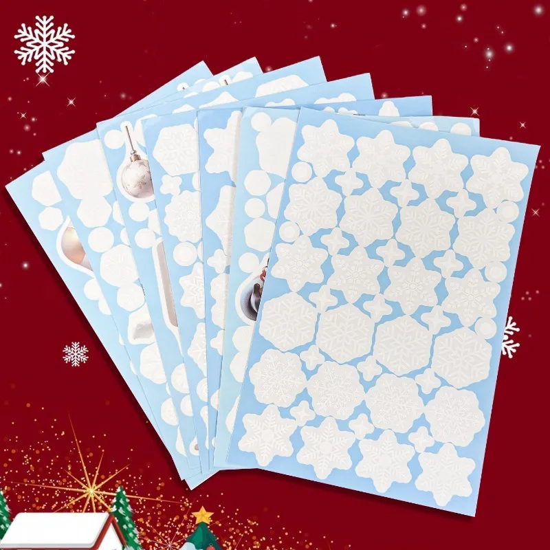 Wall Stickers Window Stickers 1/4pcs Christmas Decor Window Sticker Reusable Snowflake Snowman Static Decals Glass Wall Door Sticker New Year Xmas Home Decor