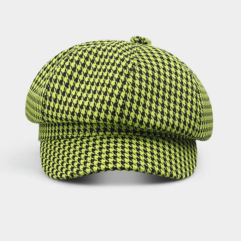 New Fashion Plaid Newsboy Hat for Women Winter Cap Macaron Style Cadet cap