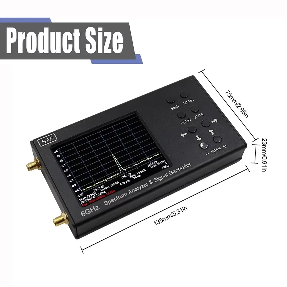 SA6 Handheld Portable Digital Spectrum Testing Analyzer Touch Wi Fi RF Gain Band Antenna Professional Frequency EMC 3